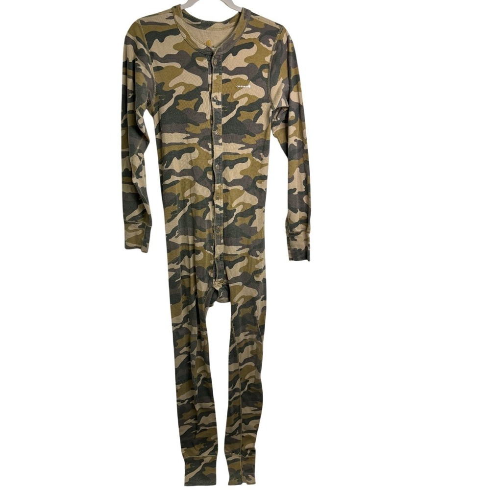 Carhartt Long Johns Mens S Kids XL Camo Thermal Union Suit One Piece Base Layer